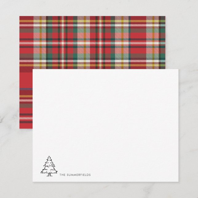 Moderne Weihnachtsbaumfamilie Elegant Mitteilungskarte (Vorne/Hinten)