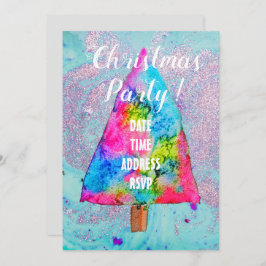 Moderne Weihnachtsbaumfarben Glitzer Einladung
