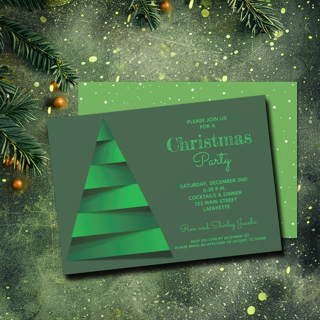 Moderne Weihnachtsbaumfeier Einladung (Modern Christmas Tree Holiday Party Invitations - PRINTED or INSTANT DOWNLOAD)