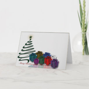 Moderne Weihnachtsbaumgrafik mit hellen Präsentati Feiertagskarte