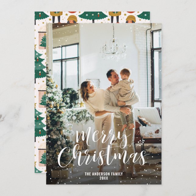 Moderne Weihnachtsbaumschmuck Schokolade Foto Feiertagskarte (Vorne/Hinten)