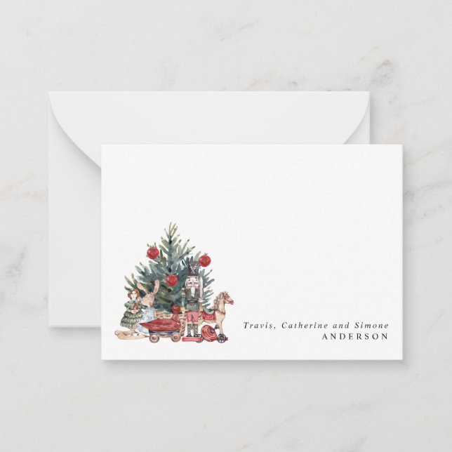 Moderne Weihnachtsbaumspielzeug-Nutcracker-Feierta Mitteilungskarte (Vorderseite)