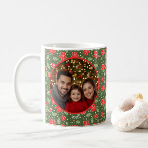 Moderne Weihnachtsblumen personalisierte Fototasse Kaffeetasse