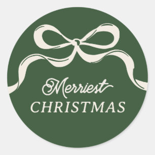 Moderne Weihnachtsbögen Klassisches Ferien-Grün Runder Aufkleber