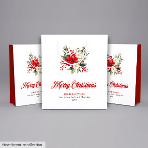Moderne Weihnachtsbouquet-Wasserfarbe-Feiertags-Ta Mittlere Geschenktüte