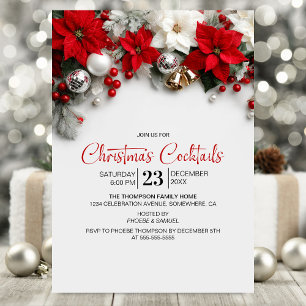 Moderne Weihnachtscocktails mit Poinsettien Einladung