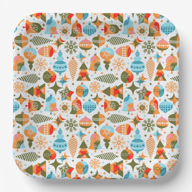 Moderne Weihnachtsdruckplatte Pappteller (Vorderseite)