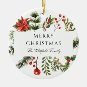 Moderne Weihnachtsfamilie Botanische Vegetation Keramik Ornament