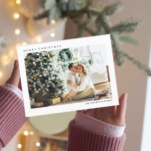 Moderne Weihnachtsfamilie Foto   Frohe Weihnachten Postkarte
