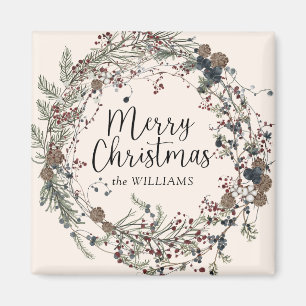 Moderne Weihnachtsfamilie für Wildblumen Magnet