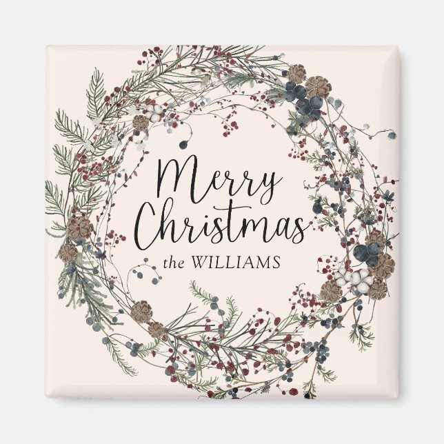 Moderne Weihnachtsfamilie für Wildblumen Magnet (Vorne)