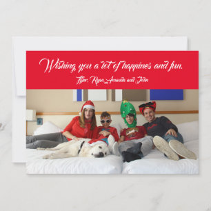 Moderne Weihnachtsfamilien-Foto-Feiertage Rot Feiertagskarte