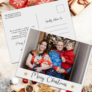 Moderne Weihnachtsfamilien Fotos Urlaub Postkarte