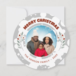 Moderne Weihnachtsfamilienfoto mit Blattwerk Feiertagskarte