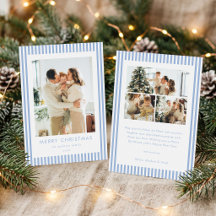 Moderne Weihnachtsfamilienfotos mit blauen Streife