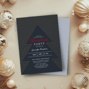 Moderne Weihnachtsfeier Blue Holiday Party Gold Folieneinladung