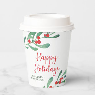Moderne Weihnachtsfeier der Holly Company Pappbecher