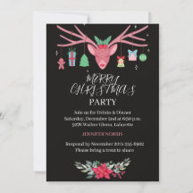 Moderne Weihnachtsfeier mit Rentier-Blumen-Motiven