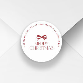 Moderne Weihnachtsfeier runde Rücksendeadresse Runder Aufkleber