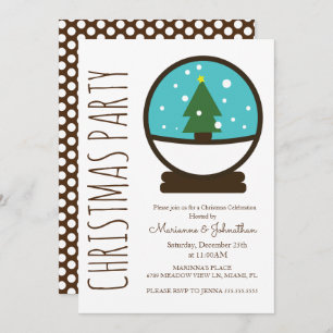 Moderne Weihnachtsfeier Snowglobude Einladung
