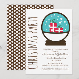 Moderne Weihnachtsfeier Snowglobude Einladung