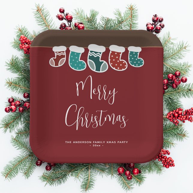 Moderne Weihnachtsfeier Strumpf Pappteller (Von Creator hochgeladen)