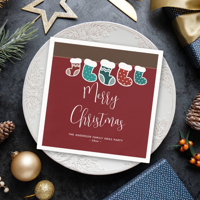 Moderne Weihnachtsfeier Strumpf Serviette (Von Creator hochgeladen)