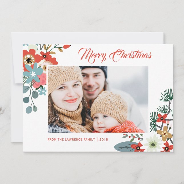 Moderne Weihnachtsfeiertage Foto Feiertagskarte (Vorderseite)