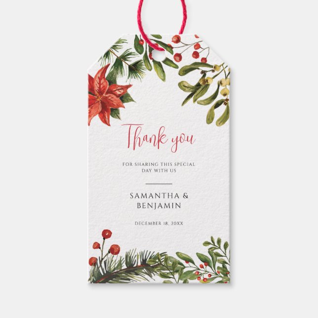 Moderne Weihnachtsfeiertage Maßgeschneiderte Hochz Geschenkanhänger (Vorderseite)