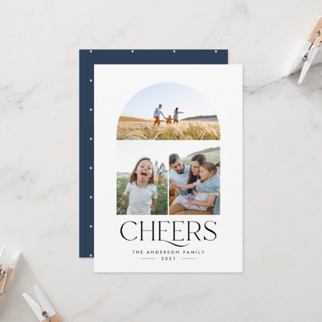 Moderne Weihnachtsfeiertage mit 3 Fotos (Vorderseite/Rückseite Beispiel)