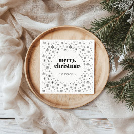 Moderne Weihnachtsfeiertage Schneeflocken Schwarz- Serviette