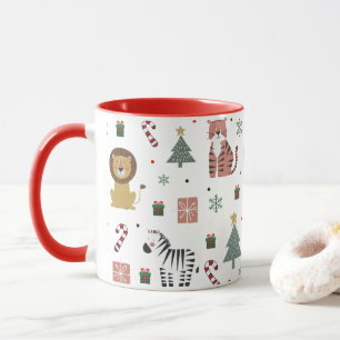 Moderne Weihnachtsfeiertage Tiere Tiger Lion Zebra Tasse