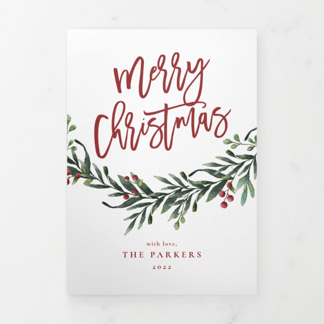 Moderne Weihnachtsfeiertage Tri-Fold-Foto Dreifach Gefaltete Karte (Cover)