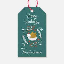 Moderne Weihnachtsferien Taubenberries individuell Geschenkanhänger