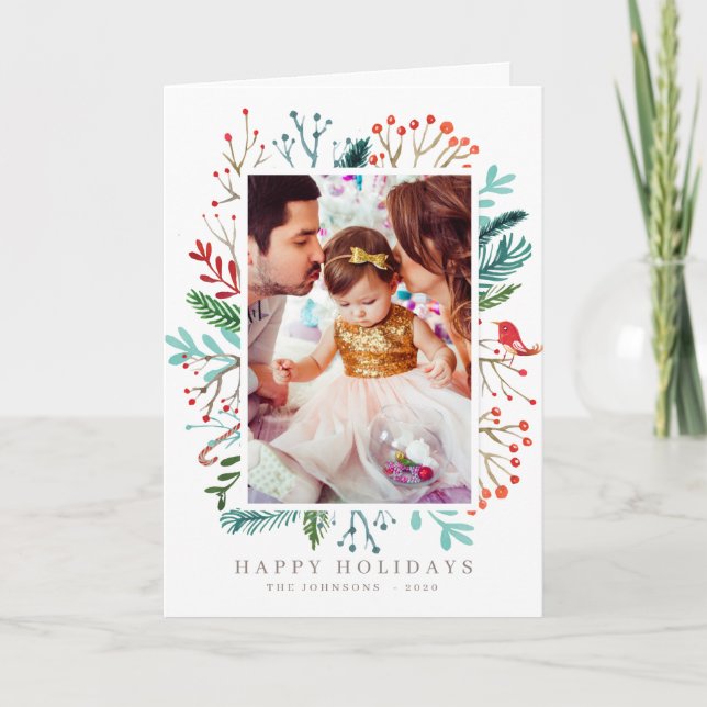 Moderne Weihnachtsfolien Feiertagskarte (Vorderseite)