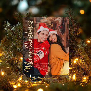 Moderne Weihnachtsfoto-Folie für schwarze Familien Folien Feiertagskarte