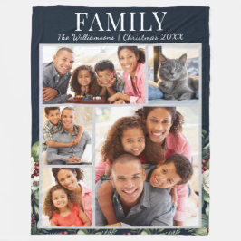 Moderne Weihnachtsfotografie Collage Navy Blue Fleecedecke