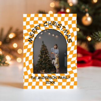Moderne Weihnachtsfotokarte mit Bogenmotiv Feiertagskarte