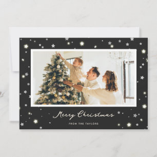Moderne Weihnachtsfotokarten mit schwarzen Sternen Feiertagskarte
