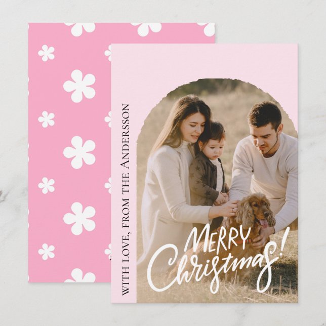 Moderne Weihnachtsfotos Feiertagskarte (Vorne/Hinten)