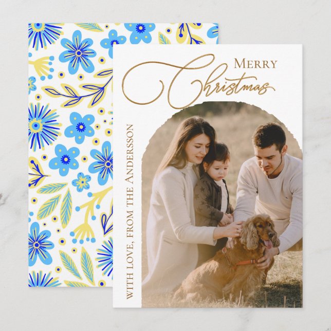 Moderne Weihnachtsfotos Feiertagskarte (Vorne/Hinten)