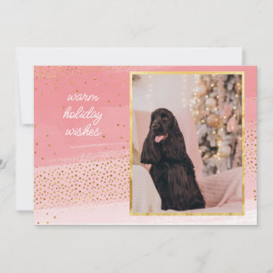 Moderne Weihnachtsfotos in Rosa und Gold Mitteilungskarte