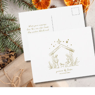 Moderne Weihnachtsgeburt Frieden Liebe religiös Postkarte