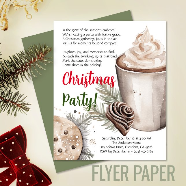 Moderne Weihnachtsgedicht-Party Einladung Flyer (Exceptional value: budget-friendly Christmas invitation for memorable events and cost saving!)