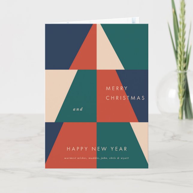 Moderne Weihnachtsgeometrie Feiertagskarte (Vorderseite)