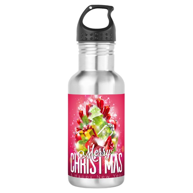 Moderne Weihnachtsgeschenke & Bäume - Festlich Edelstahlflasche (Vorderseite)