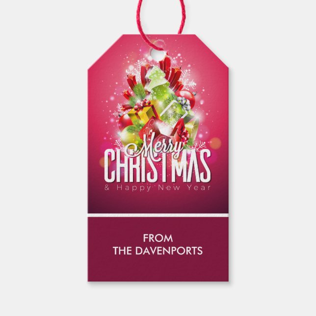 Moderne Weihnachtsgeschenke & Bäume - Festlich Geschenkanhänger (Vorderseite)