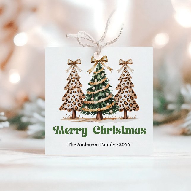 Moderne Weihnachtsgeschenke mit Leopardenmuster un Geschenkanhänger (Modern Leopard Pattern Christmas Custom Name Gift Tags)