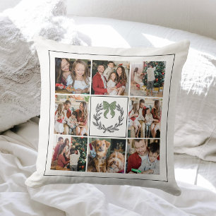 Moderne Weihnachtsgirlande 9 Familienfoto-Collage Kissen