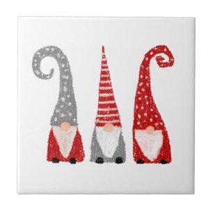 Moderne Weihnachtsgnome Rot Grau Weiß Nordic Fliese